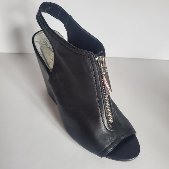 VINCE CAMUTO Women's Leather Transitional Shoes Block Heel Open Toe Slingback - Picture 6 of 13